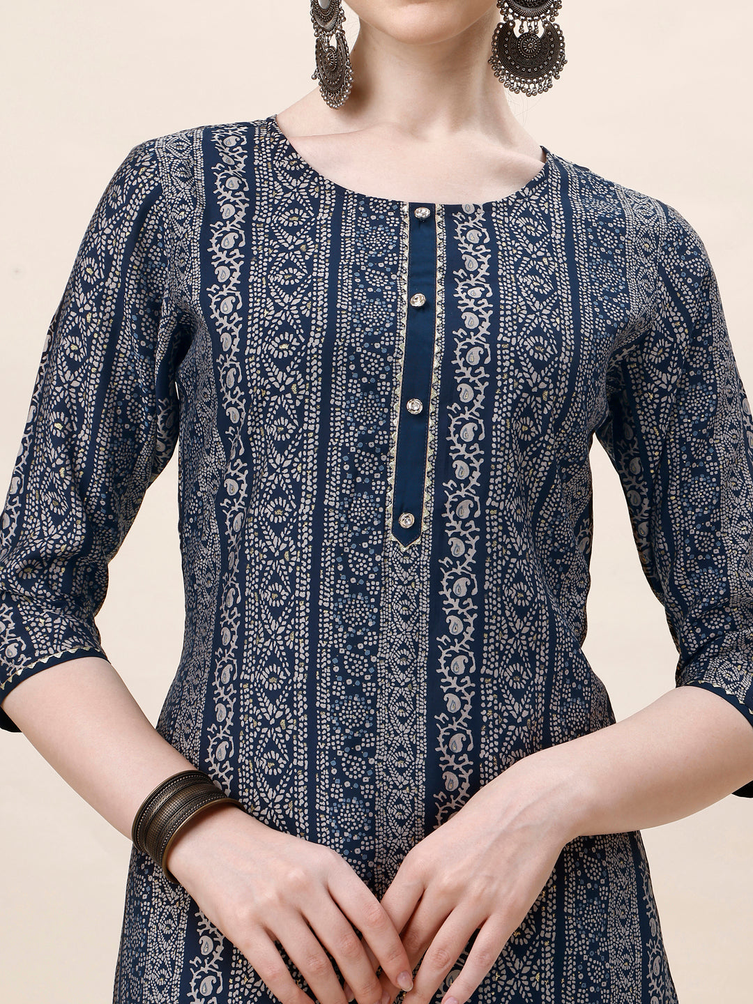 Printed Kurta With Pant And Dupatta Set, Multicolor - Hiral Fashion - Distacart