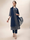 Printed Kurta With Pant And Dupatta Set, Multicolor - Hiral Fashion - Distacart