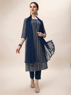 Printed Kurta With Pant And Dupatta Set, Multicolor - Hiral Fashion - Distacart