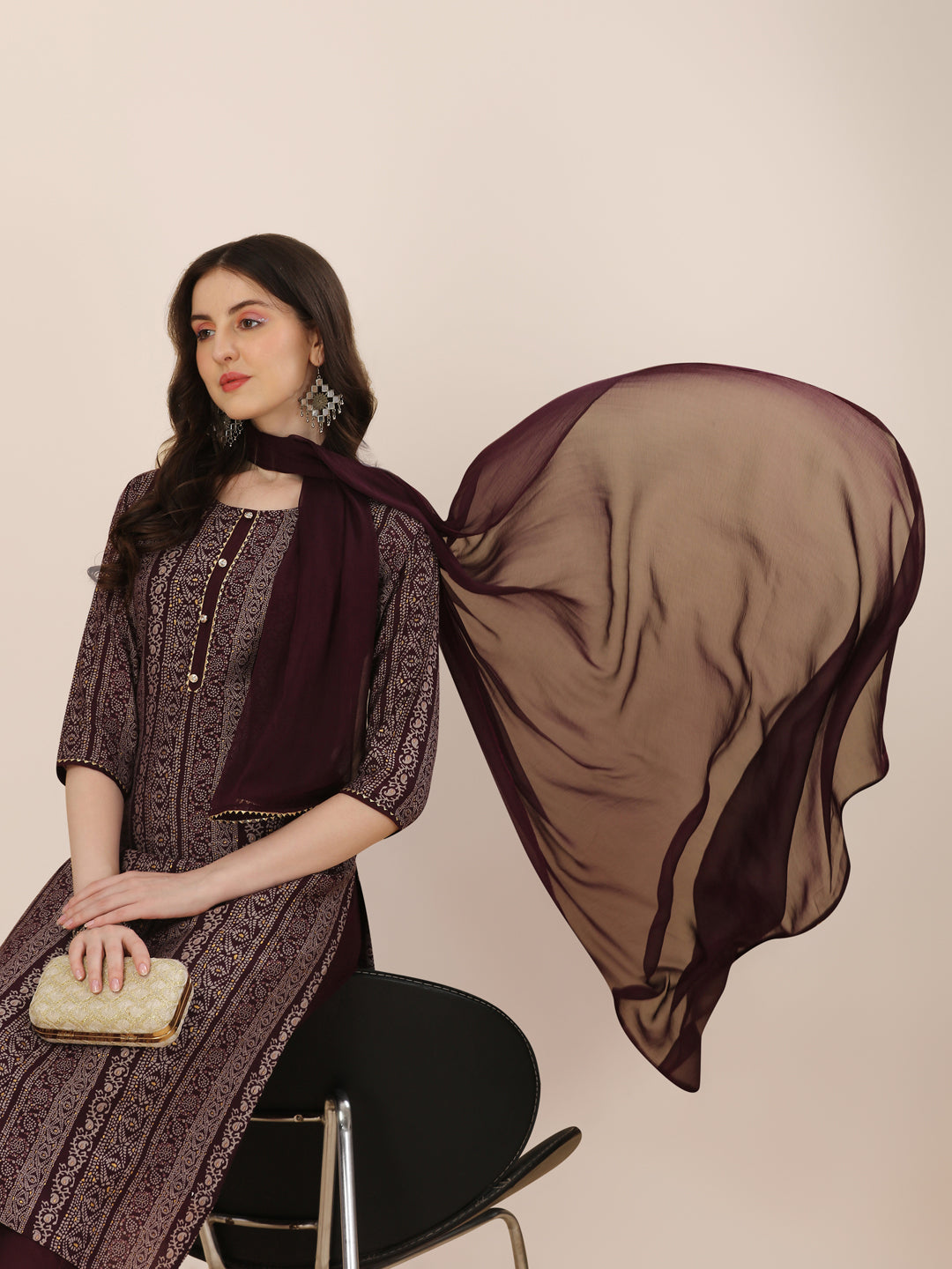 Printed Kurta With Pant And Dupatta Set, Multicolor - Hiral Fashion - Distacart