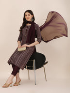 Printed Kurta With Pant And Dupatta Set, Multicolor - Hiral Fashion - Distacart