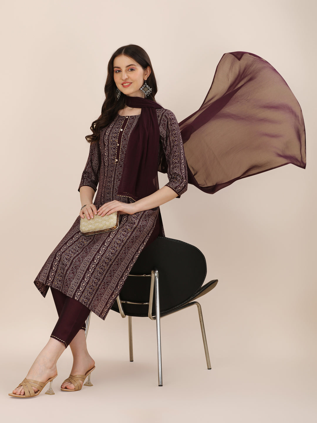 Printed Kurta With Pant And Dupatta Set, Multicolor - Hiral Fashion - Distacart