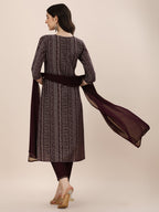 Printed Kurta With Pant And Dupatta Set, Multicolor - Hiral Fashion - Distacart