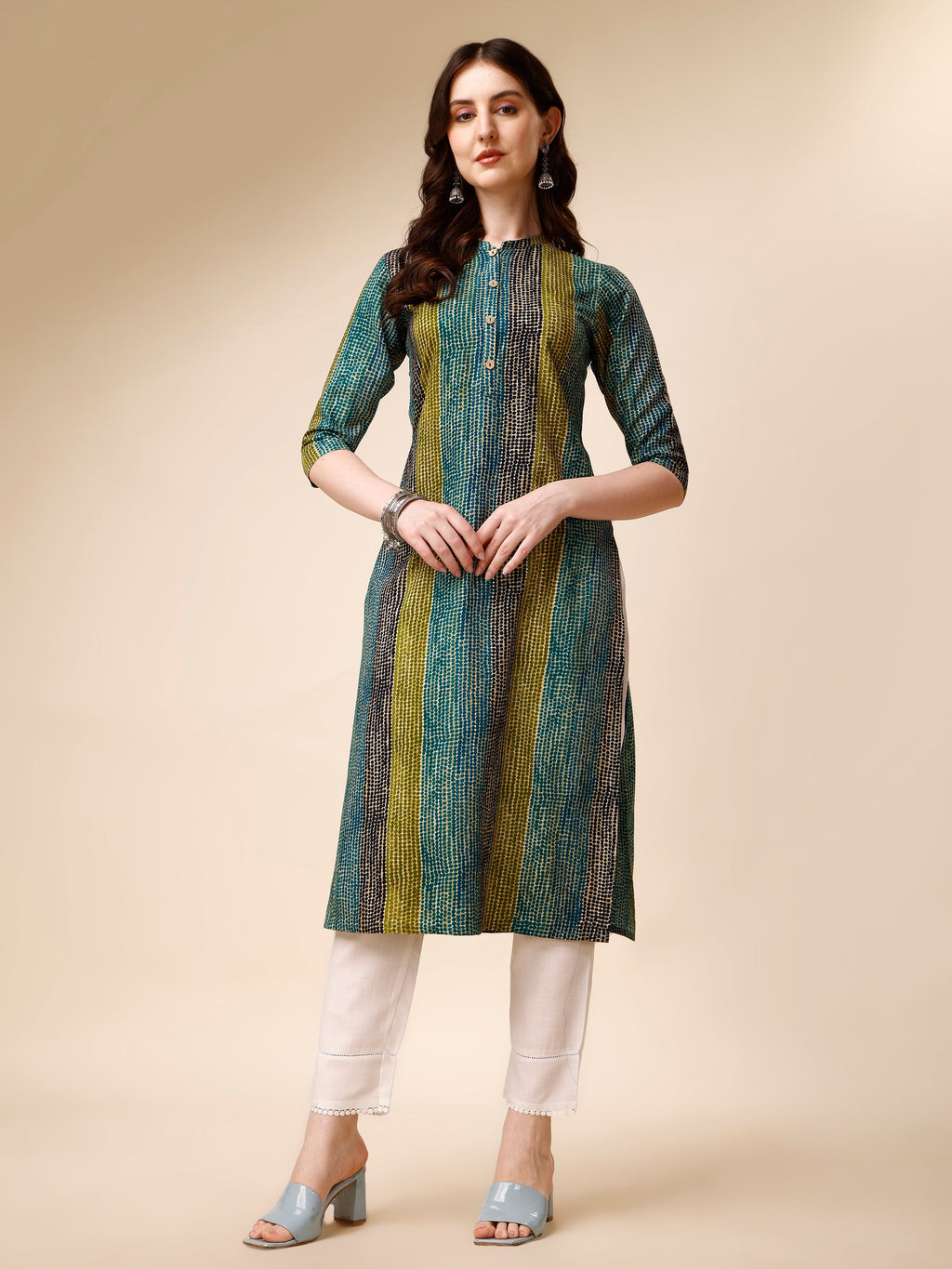 Shibori Printed Front Buttoned Casual Wear Kurta, Multicolor - Hiral Fashion