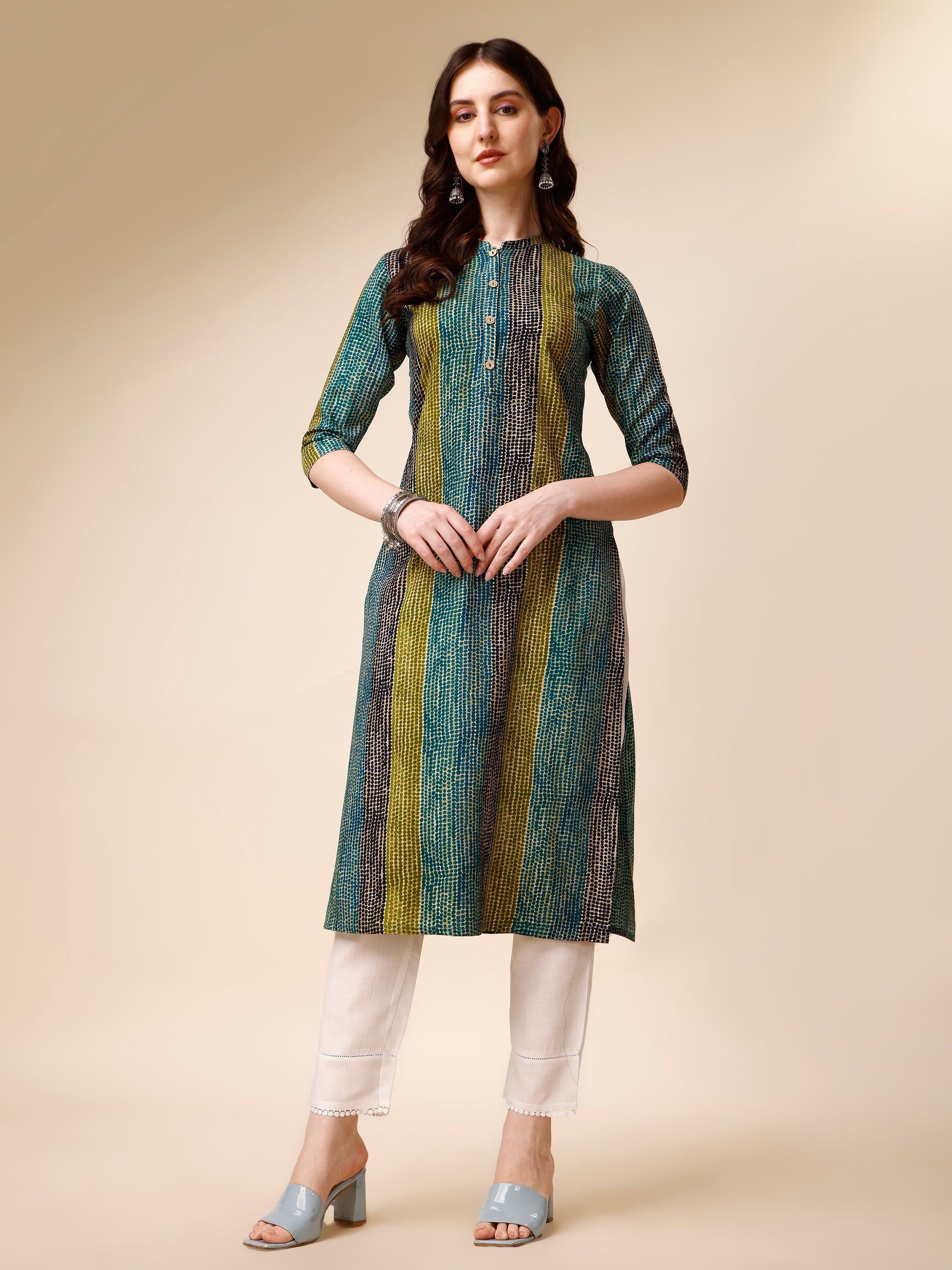 Shibori Printed Front Buttoned Casual Wear Kurta, Multicolor - Hiral Fashion
