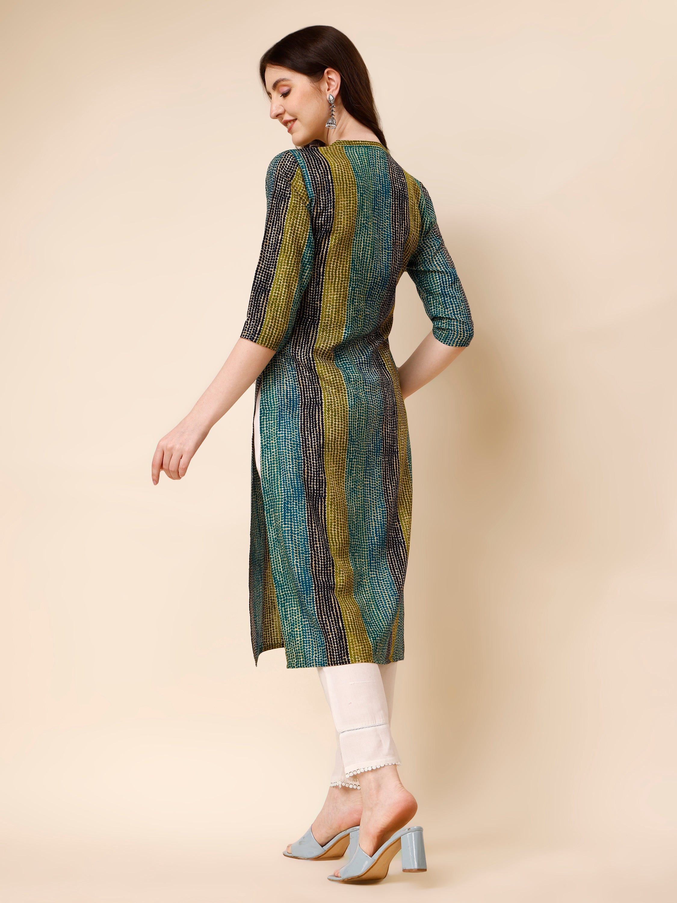 Shibori Printed Front Buttoned Casual Wear Kurta, Multicolor - Hiral Fashion