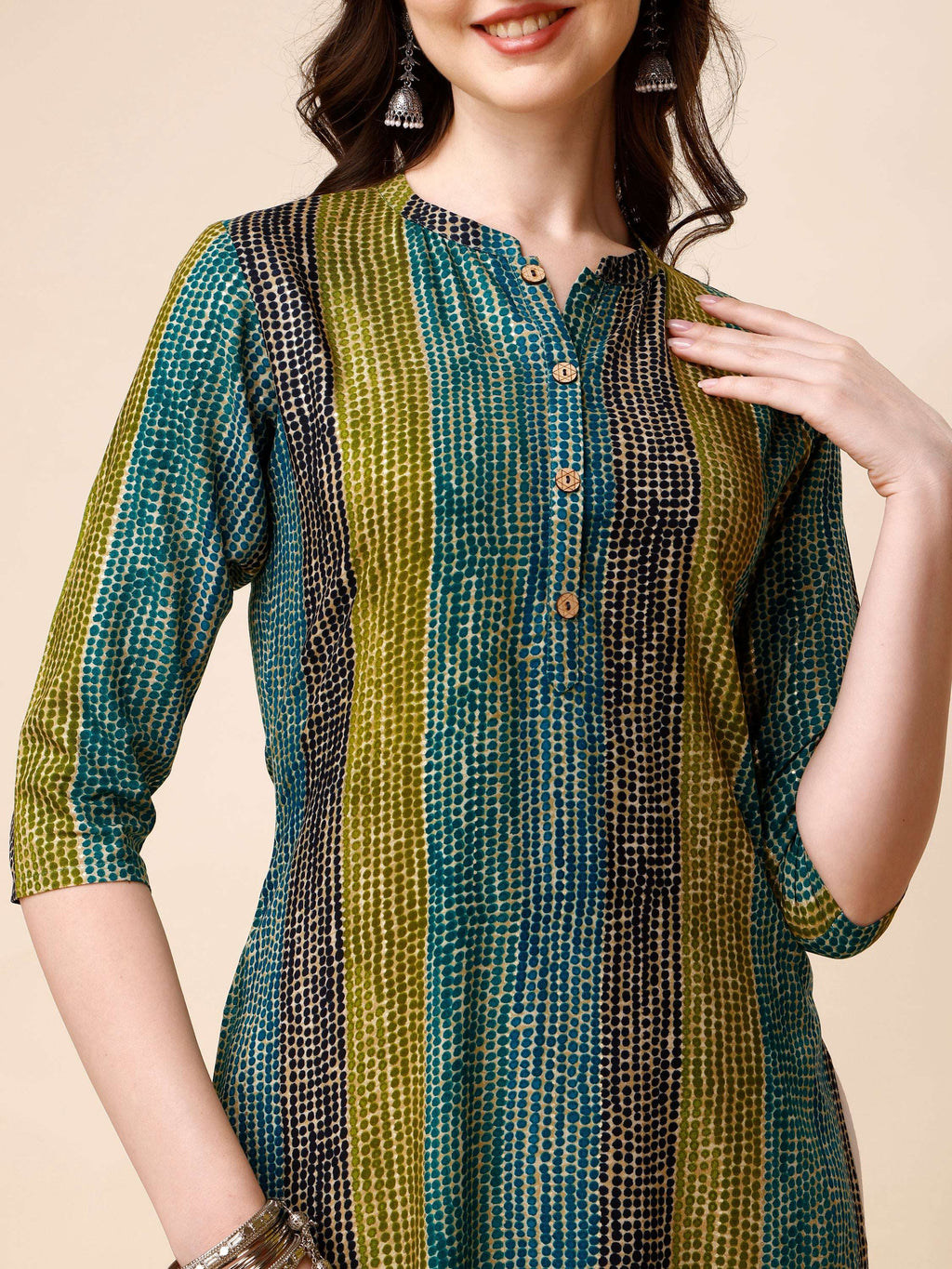 Shibori Printed Front Buttoned Casual Wear Kurta, Multicolor - Hiral Fashion