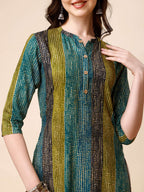 Shibori Printed Front Buttoned Casual Wear Kurta, Multicolor - Hiral Fashion