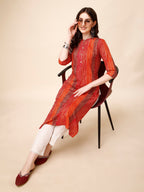 Shibori Printed Front Buttoned Casual Wear Kurta, Multicolor - Hiral Fashion - Distacart
