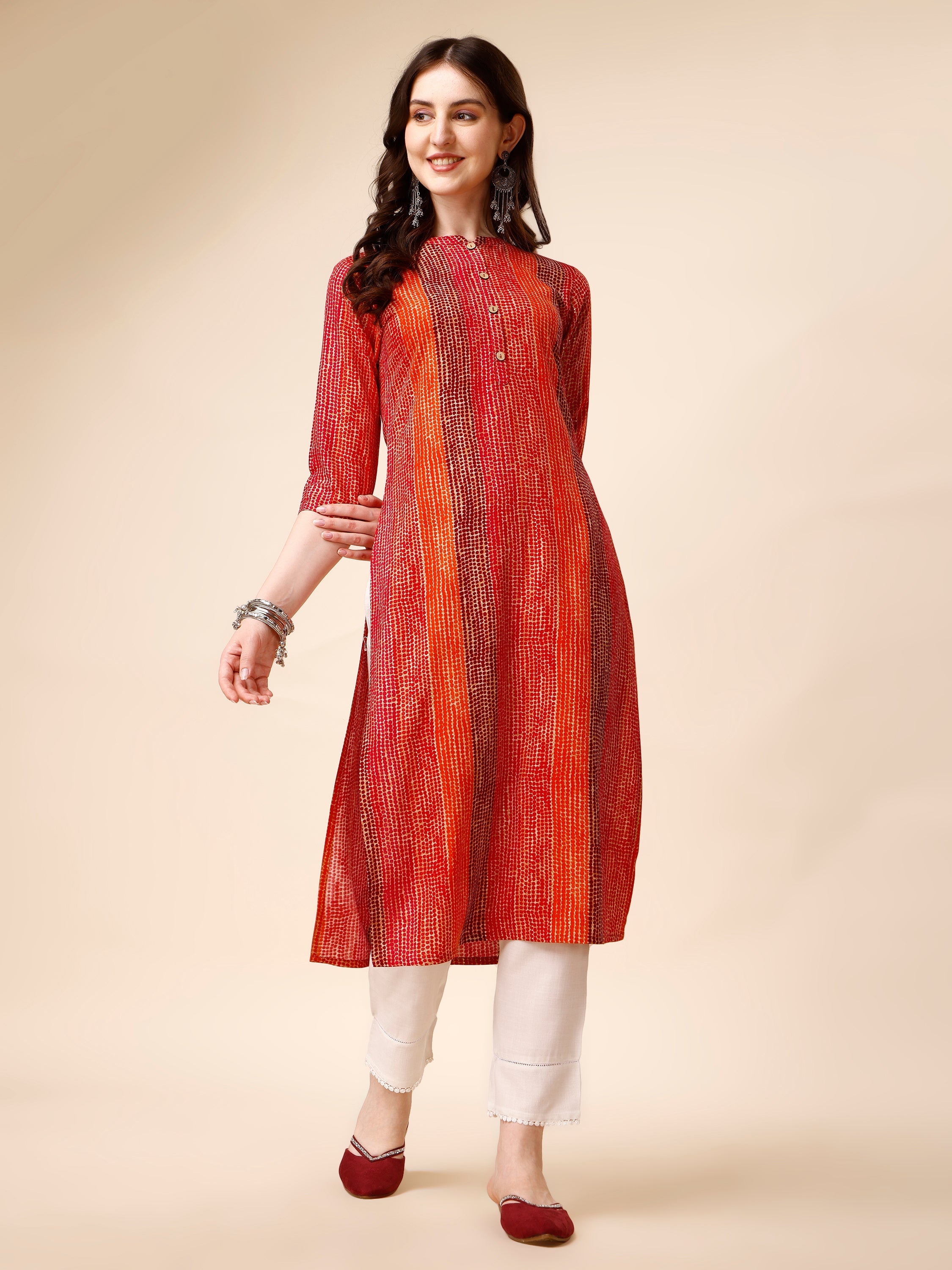 Shibori Printed Front Buttoned Casual Wear Kurta, Multicolor - Hiral Fashion - Distacart