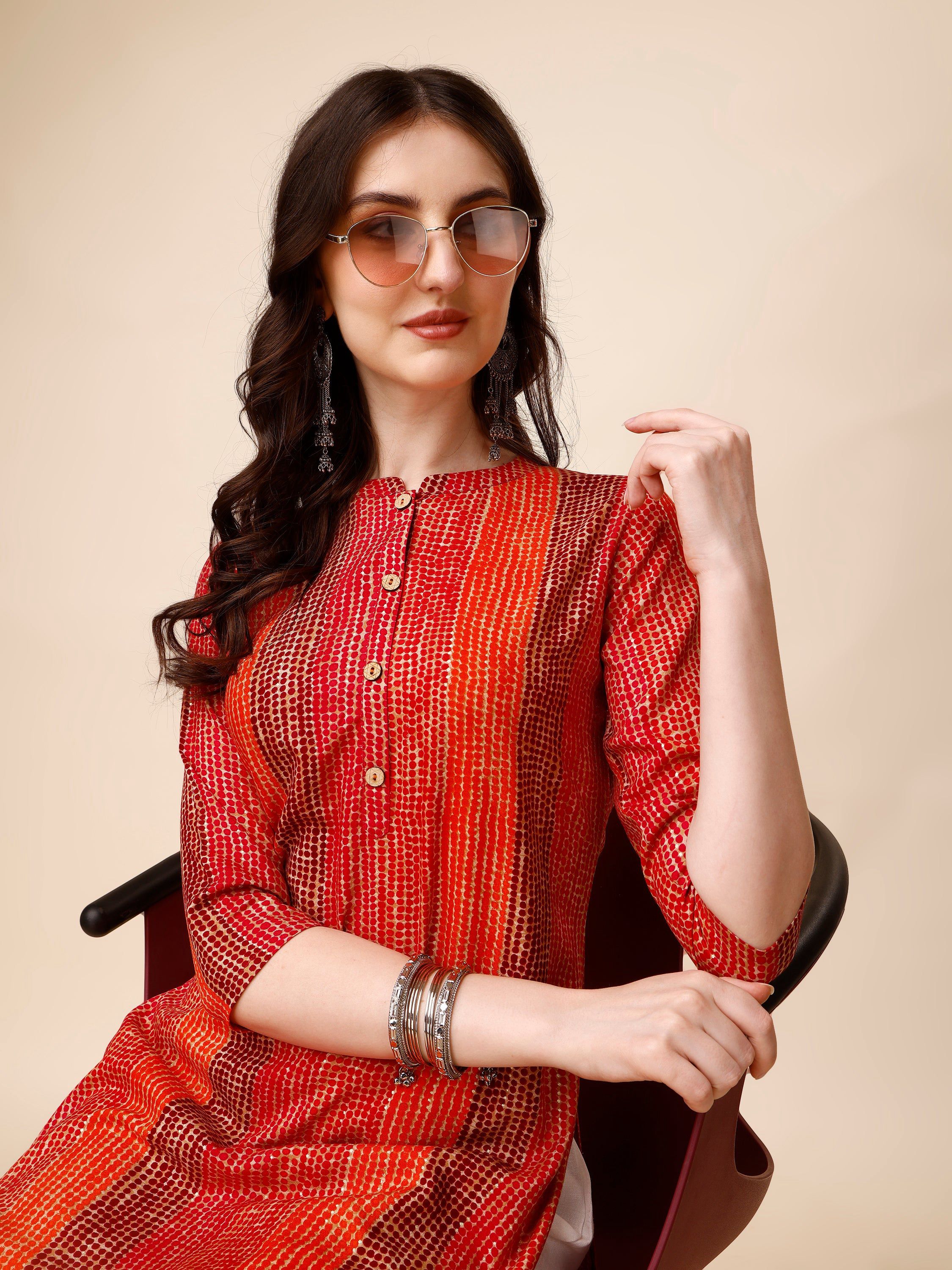 Shibori Printed Front Buttoned Casual Wear Kurta, Multicolor - Hiral Fashion - Distacart