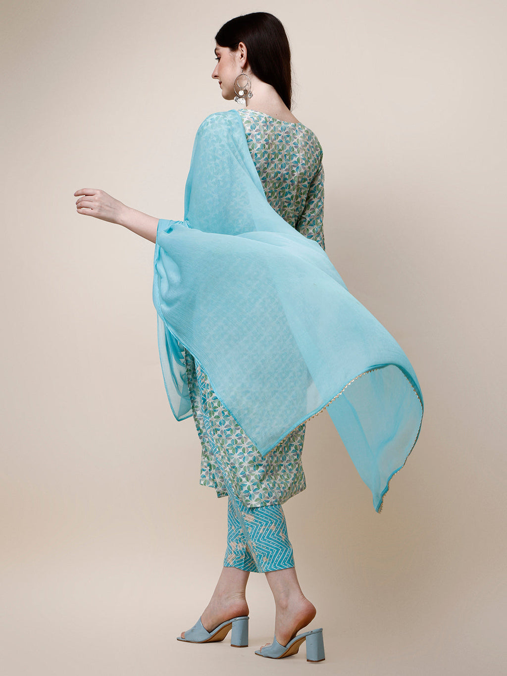 Printed Kurta With Pant And Dupatta Set, Multicolor - Hiral Fashion - Distacart