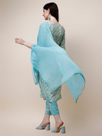 Printed Kurta With Pant And Dupatta Set, Multicolor - Hiral Fashion - Distacart