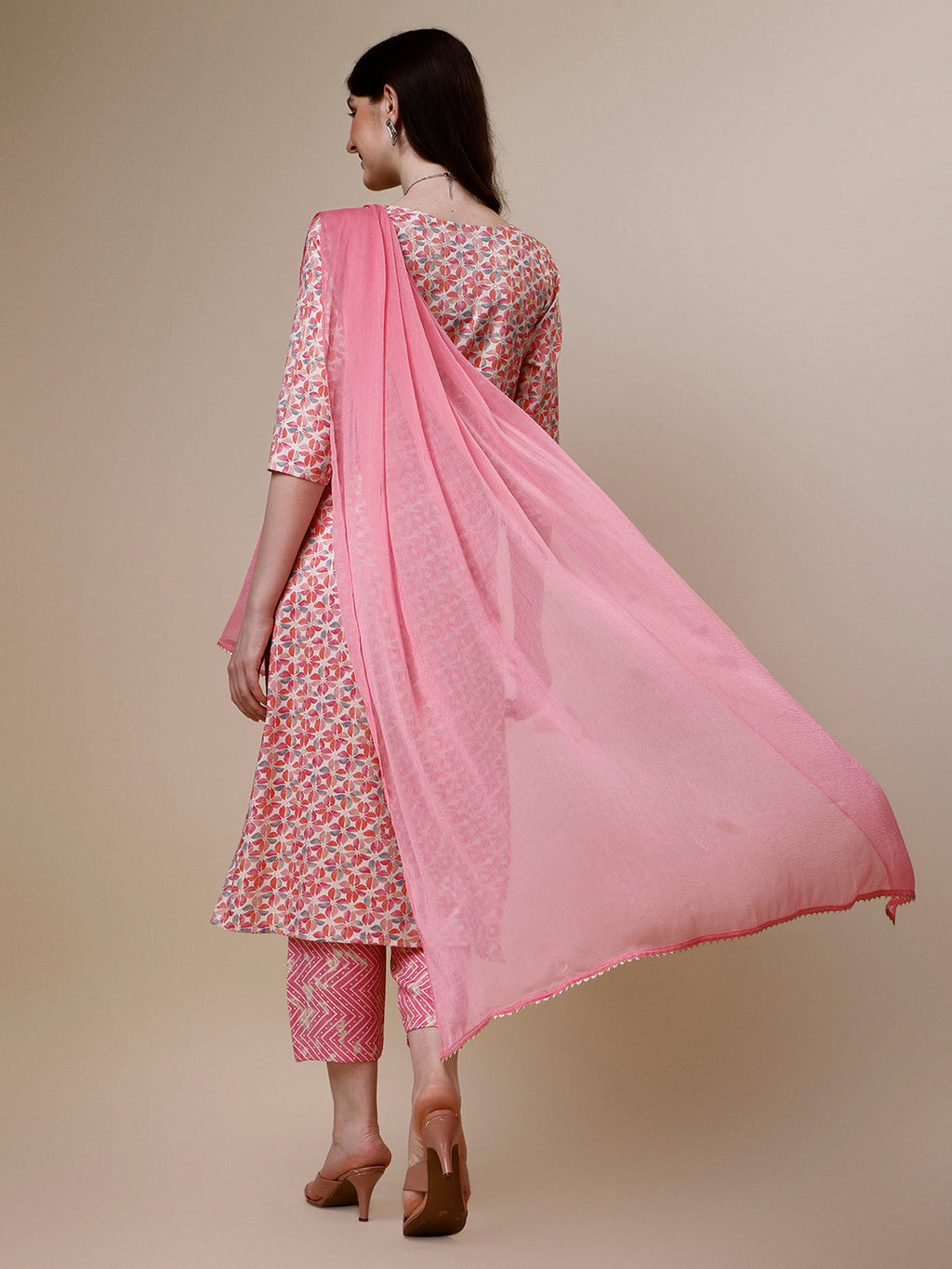 Printed Kurta With Pant And Dupatta Set, Multicolor - Hiral Fashion - Distacart