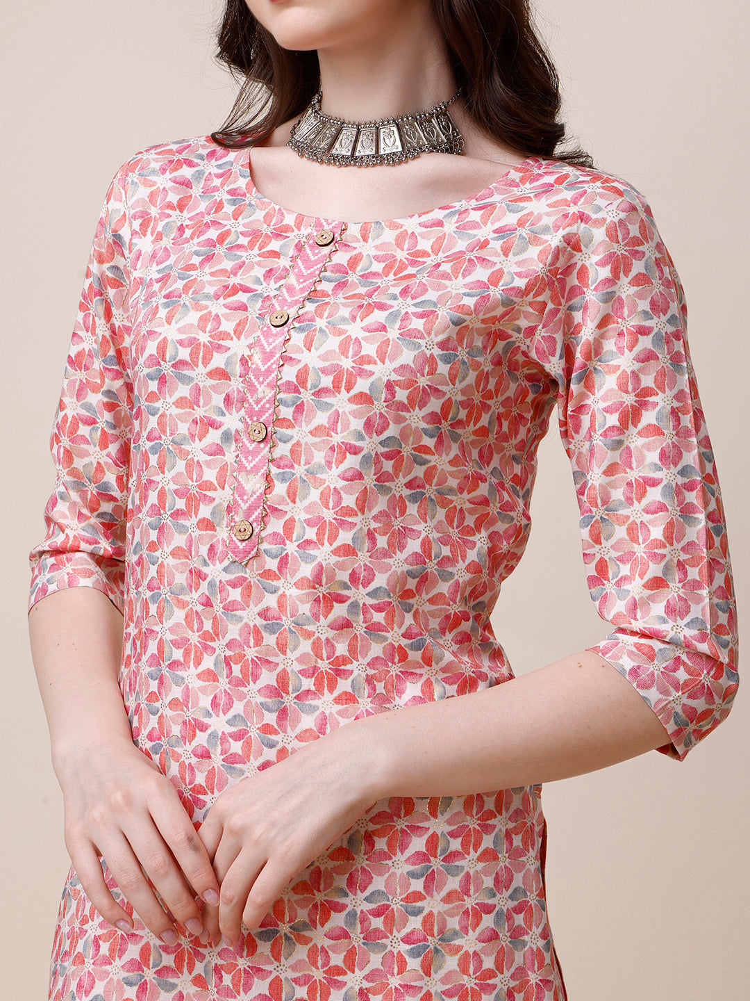 Printed Kurta With Pant And Dupatta Set, Multicolor - Hiral Fashion - Distacart