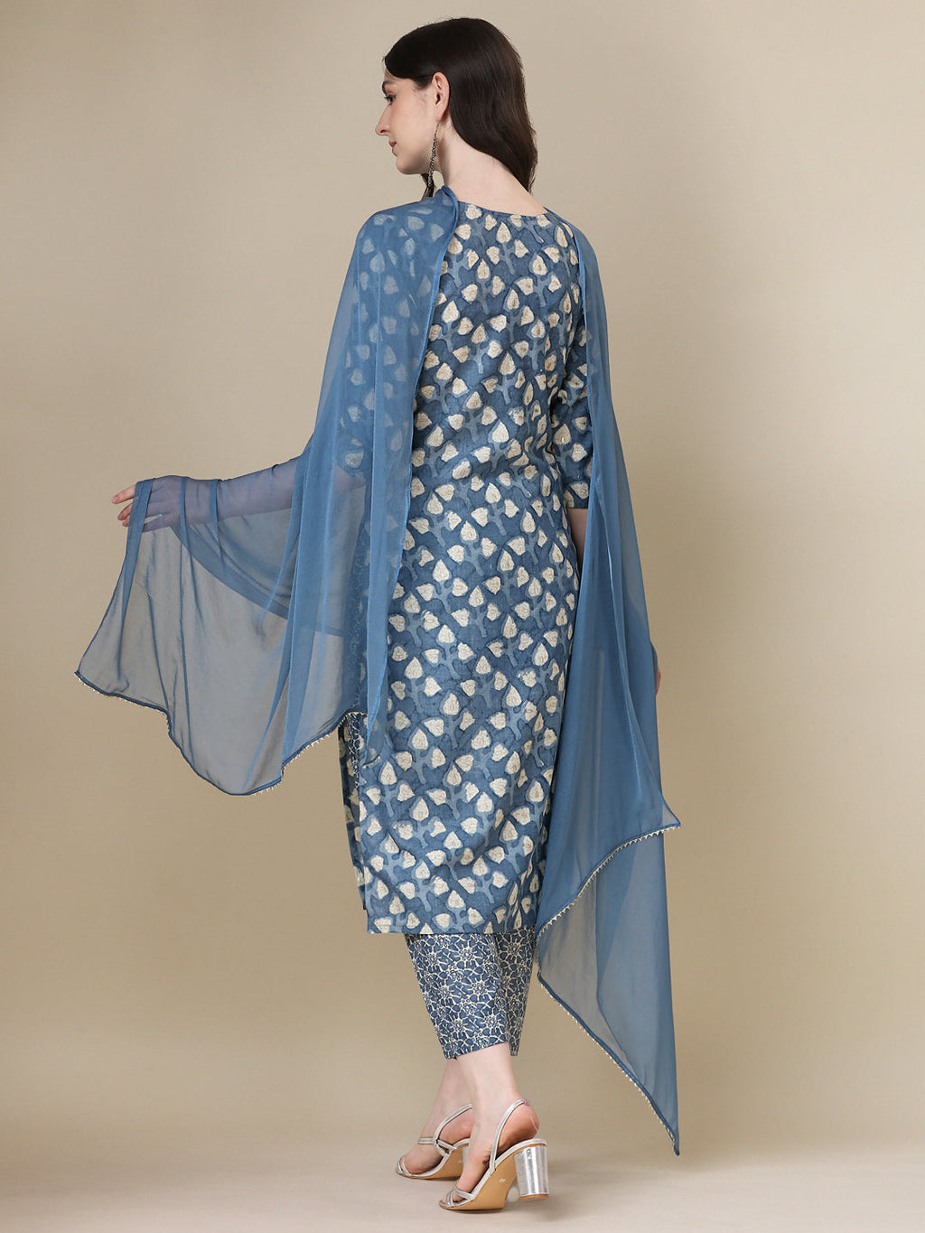 Printed Kurta With Pant & Dupatta Set, Multicolor - Hiral Fashion