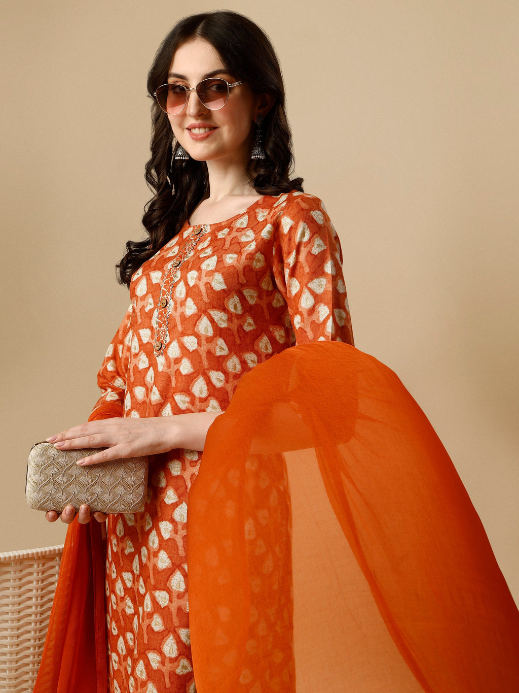 Printed Kurta With Pant And Dupatta Set, Multicolor - Hiral Fashion - Distacart