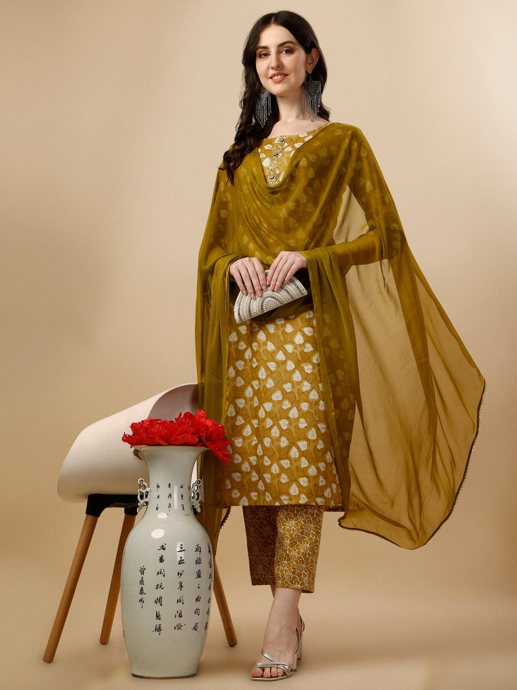 Printed Kurta With Pant & Dupatta Set, Multicolor - Hiral Fashion - Distacart