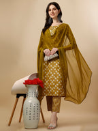 Printed Kurta With Pant & Dupatta Set, Multicolor - Hiral Fashion - Distacart