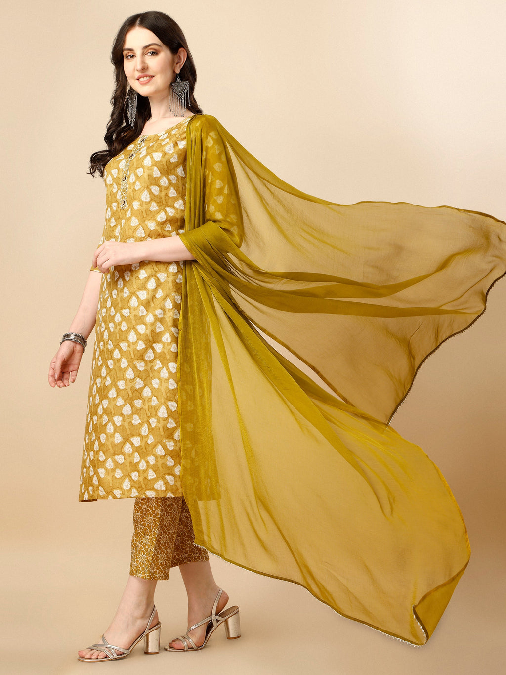 Printed Kurta With Pant & Dupatta Set, Multicolor - Hiral Fashion - Distacart