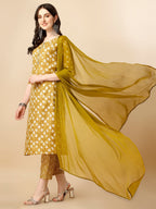 Printed Kurta With Pant & Dupatta Set, Multicolor - Hiral Fashion - Distacart