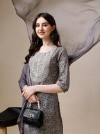Thread Embroidered Bandhani Printed Kurta With Pant And Dupatta Set, Multicolor - Hiral Fashion - Distacart