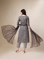 Thread Embroidered Bandhani Printed Kurta With Pant And Dupatta Set, Multicolor - Hiral Fashion - Distacart