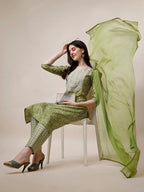 Thread Embroidered Bandhani Printed Kurta With Pant And Dupatta Set, Multicolor - Hiral Fashion - Distacart