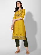 Embroidered Kurta With Pant & Printed Dupatta Set, Multicolor - Hiral Fashion - Distacart