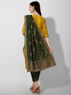 Embroidered Kurta With Pant & Printed Dupatta Set, Multicolor - Hiral Fashion - Distacart