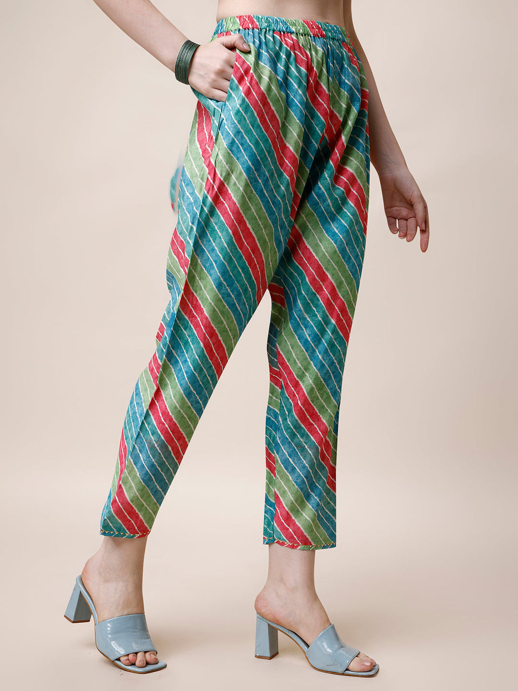 Ethnic Motif Printed & Embroidered Kurta With Pant And Dupatta Set, Multicolor - Hiral Fashion - Distacart
