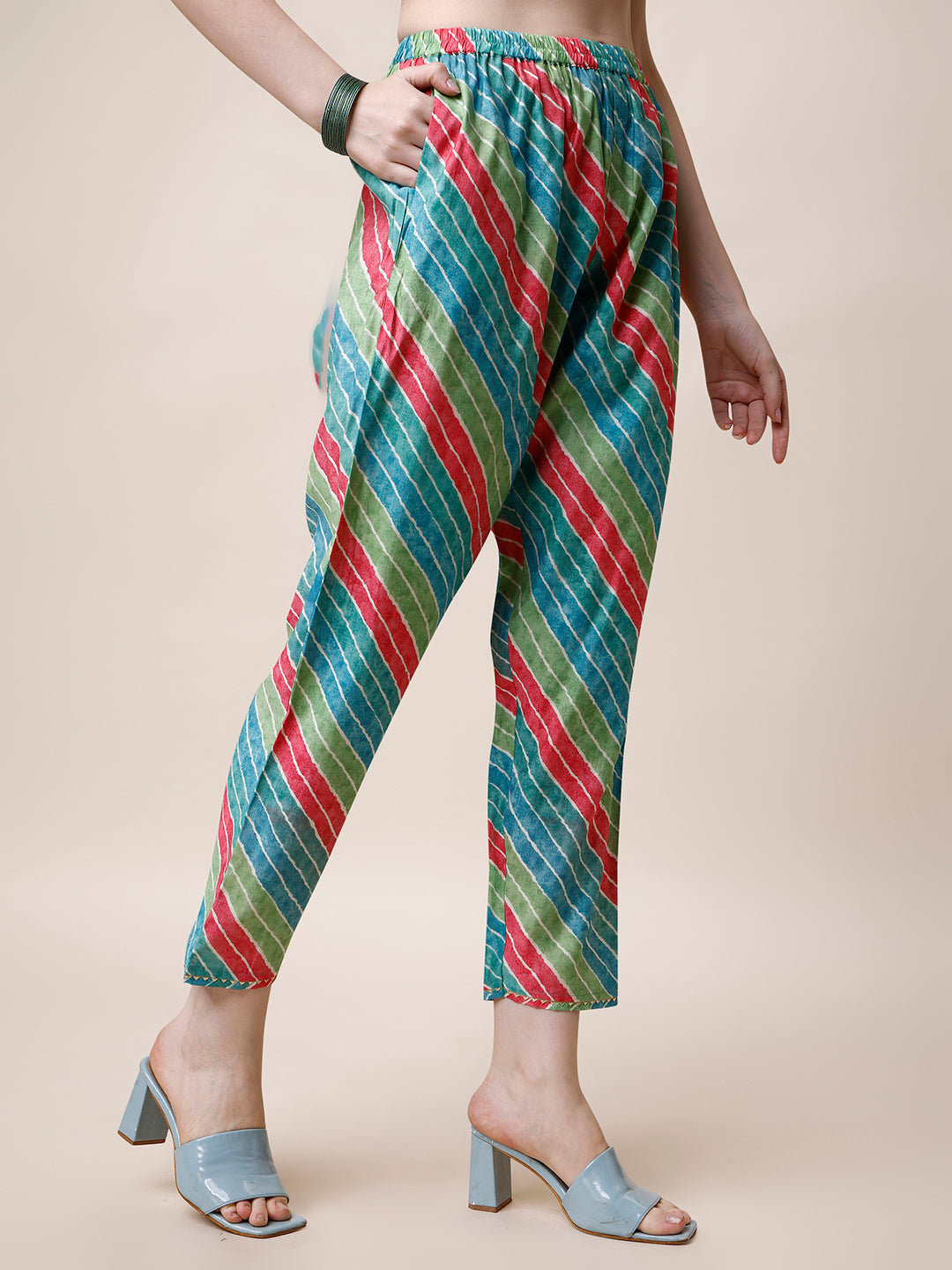 Ethnic Motif Printed & Embroidered Kurta With Pant And Dupatta Set, Multicolor - Hiral Fashion - Distacart