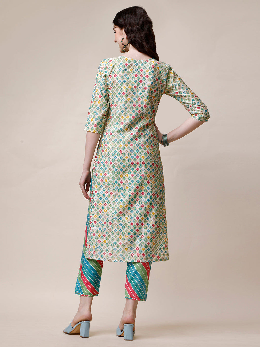 Ethnic Motif Printed & Embroidered Kurta With Pant And Dupatta Set, Multicolor - Hiral Fashion - Distacart