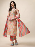 Ethnic Motif Printed & Embroidered Kurta With Pant And Dupatta Set, Multicolor - Hiral Fashion - Distacart