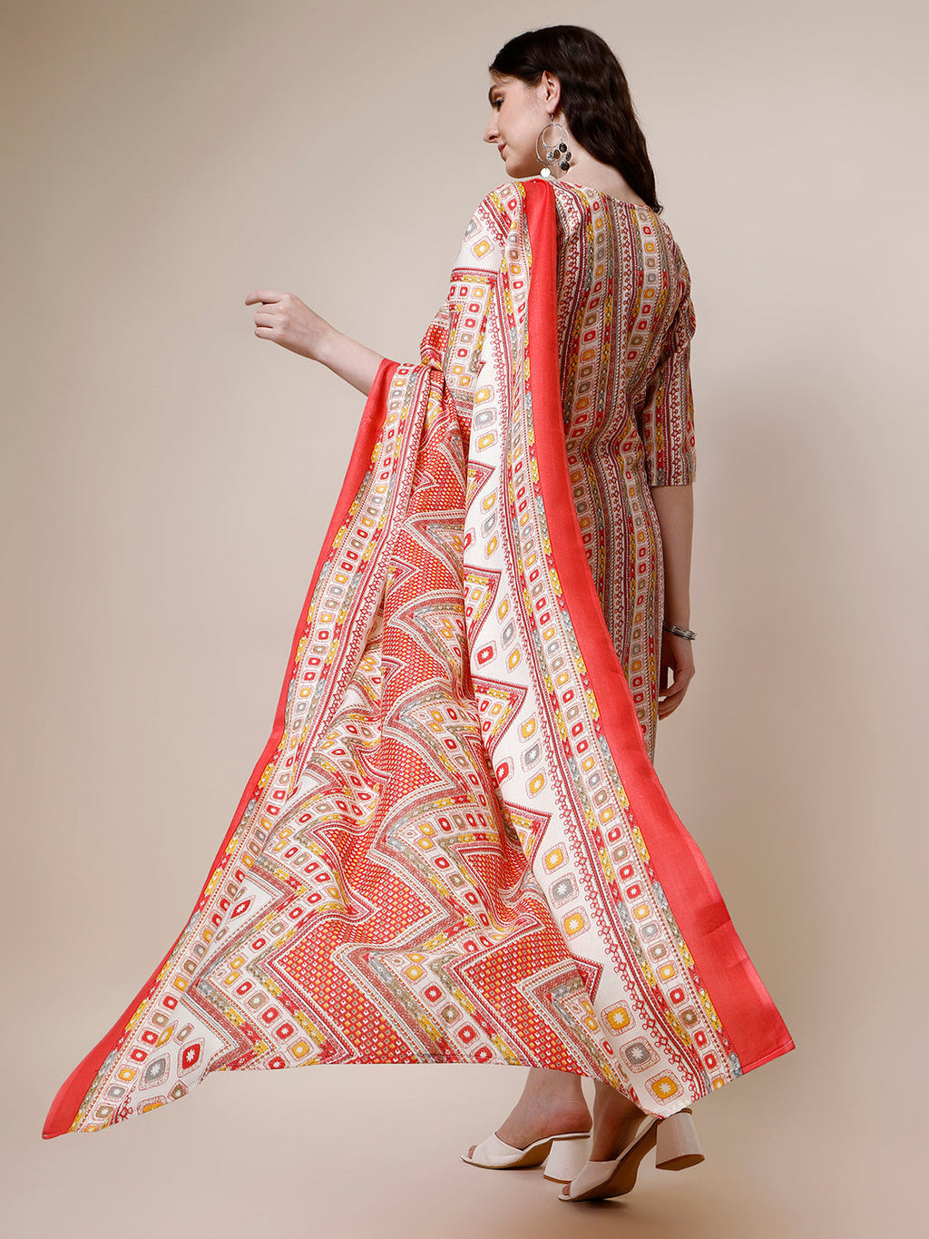 Cotton Printed Kurta With Pant And Dupatta Set, Multicolor - Hiral Fashion - Distacart