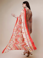 Cotton Printed Kurta With Pant And Dupatta Set, Multicolor - Hiral Fashion - Distacart