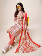 Cotton Printed Kurta With Pant And Dupatta Set, Multicolor - Hiral Fashion - Distacart