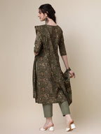 Cotton Printed Kurta With Pant And Printed Dupatta Set, Multicolor - Hiral Fashion - Distacart