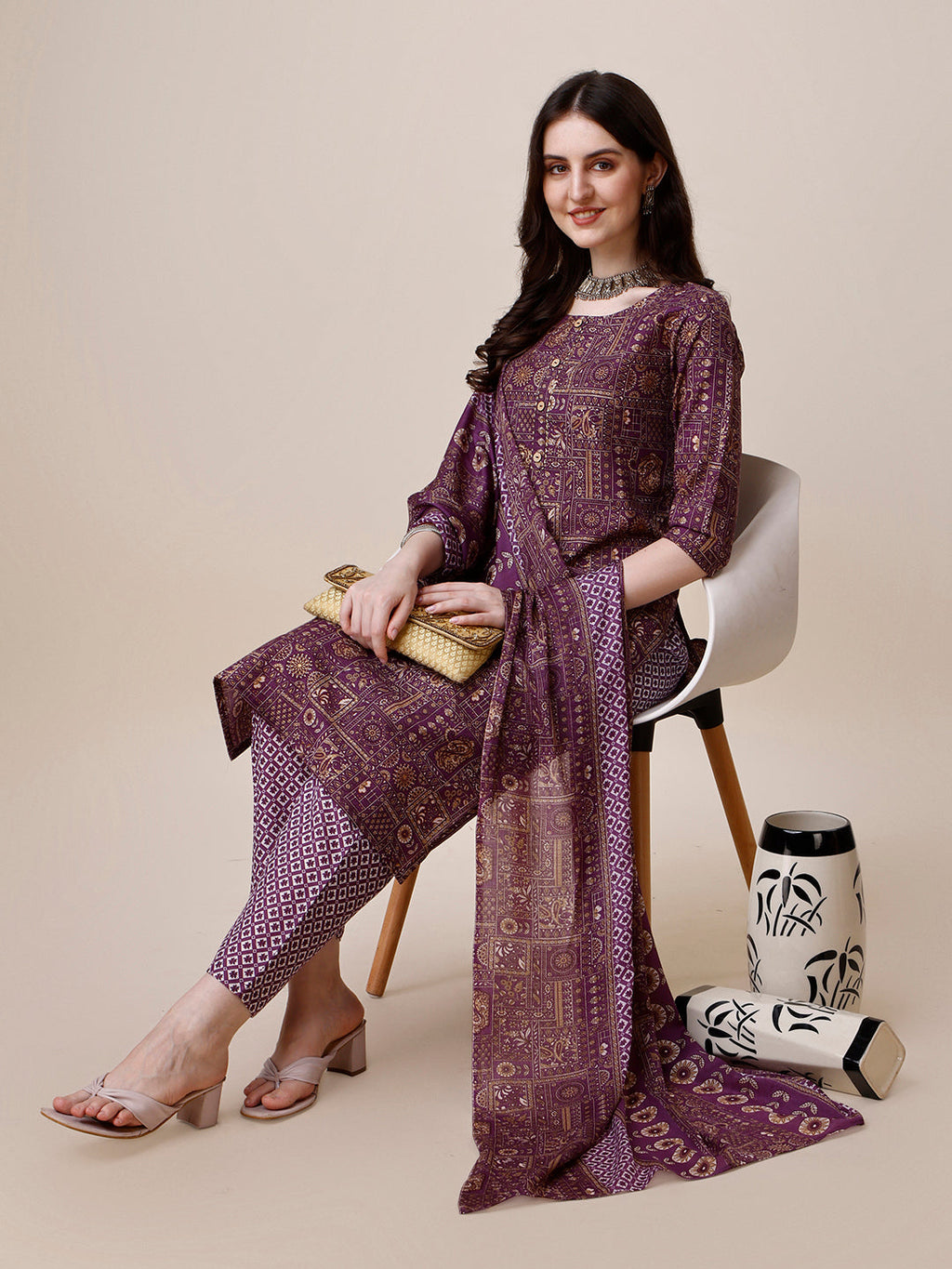 Cotton Printed Kurta With Pant And Printed Dupatta Set, Multicolor - Hiral Fashion - Distacart