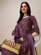 Cotton Printed Kurta With Pant And Printed Dupatta Set, Multicolor - Hiral Fashion - Distacart