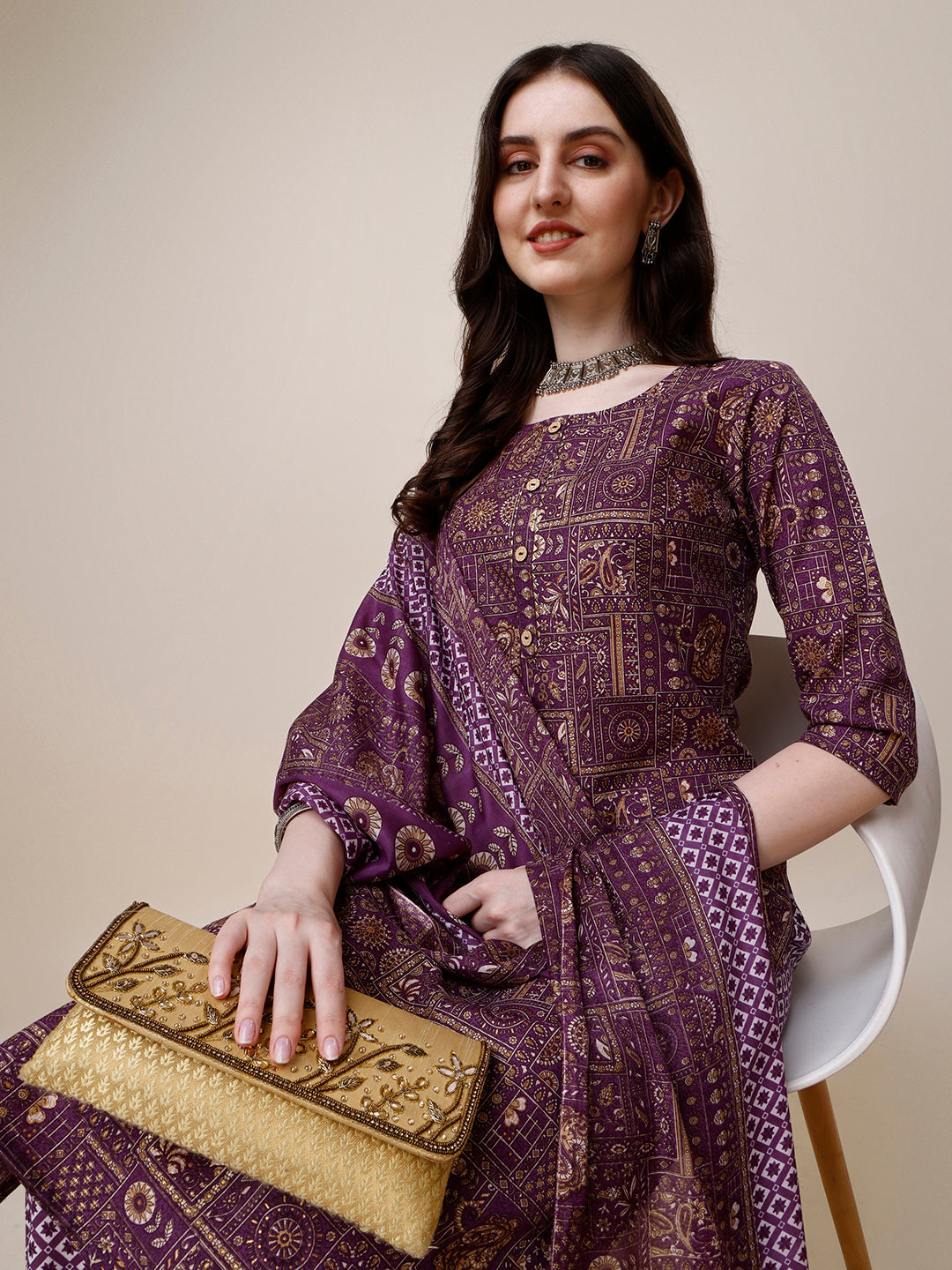 Cotton Printed Kurta With Pant And Printed Dupatta Set, Multicolor - Hiral Fashion - Distacart