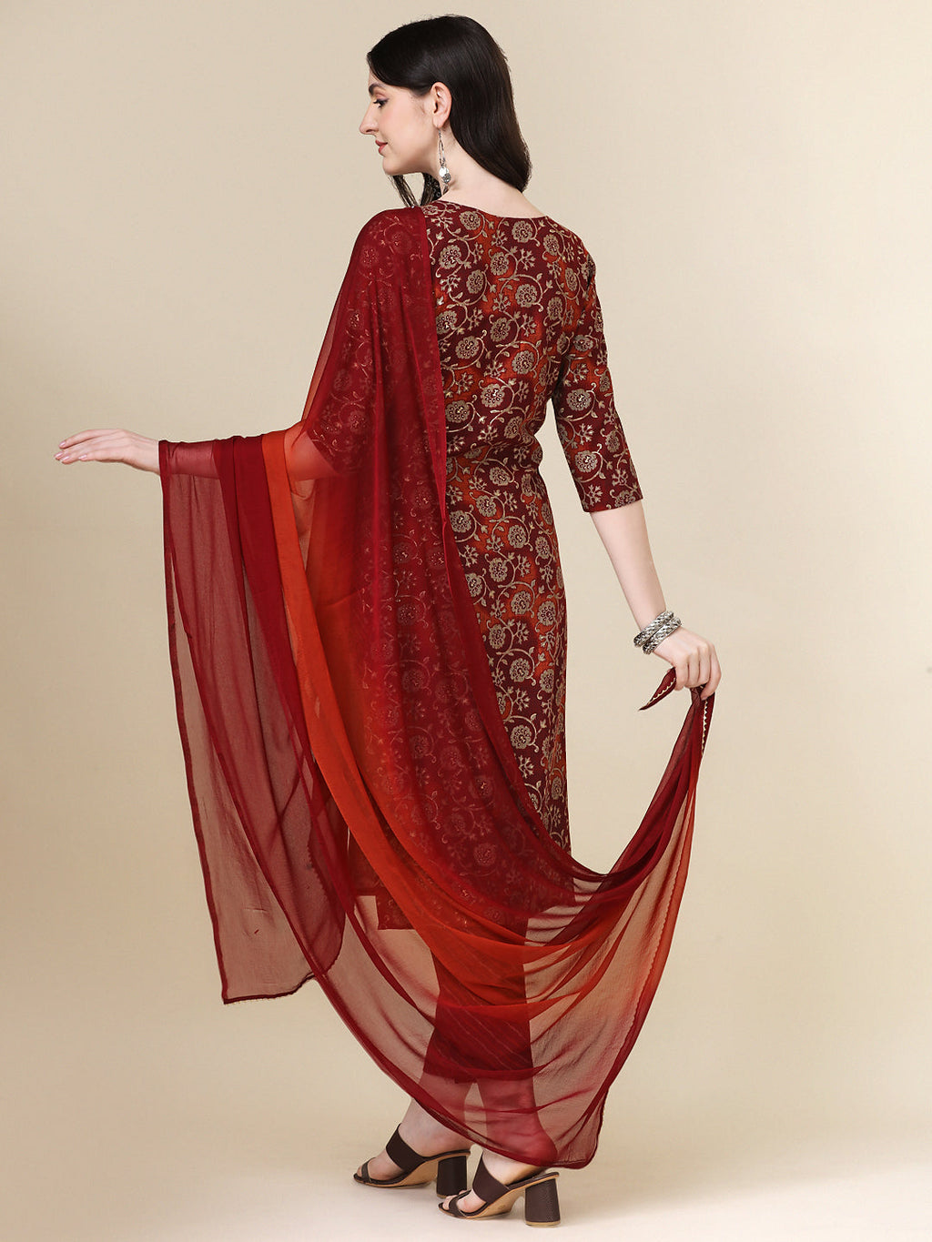Printed Kurta With Pant & Dupatta Set, Multicolor - Hiral Fashion - Distacart