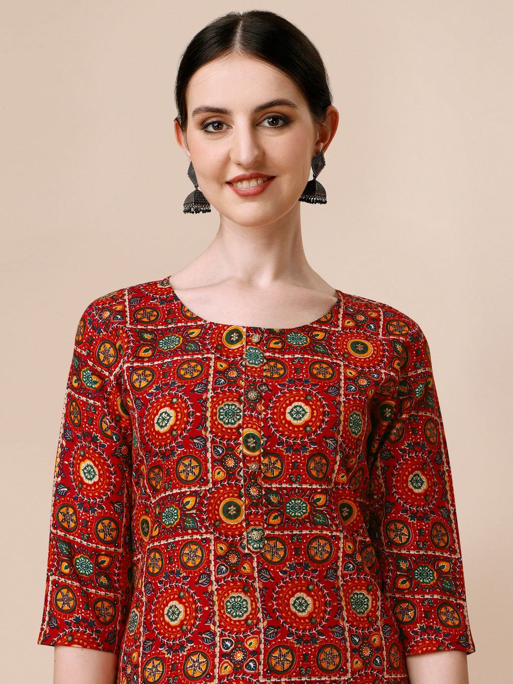 Cotton Printed Kurta With Pant & Dupatta Set, Multicolor - Hiral Fashion - Distacart