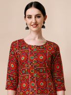 Cotton Printed Kurta With Pant & Dupatta Set, Multicolor - Hiral Fashion - Distacart