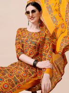 Cotton Printed Kurta With Pant & Dupatta Set, Multicolor - Hiral Fashion - Distacart