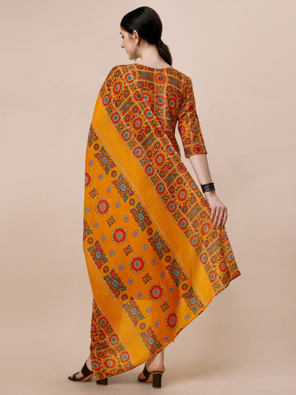 Cotton Printed Kurta With Pant & Dupatta Set, Multicolor - Hiral Fashion - Distacart
