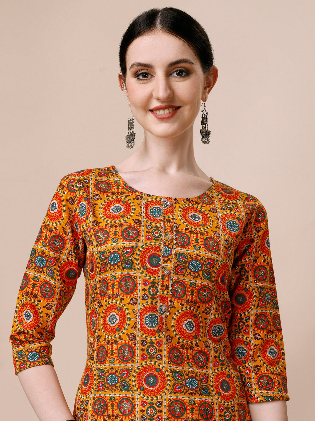 Cotton Printed Kurta With Pant & Dupatta Set, Multicolor - Hiral Fashion - Distacart