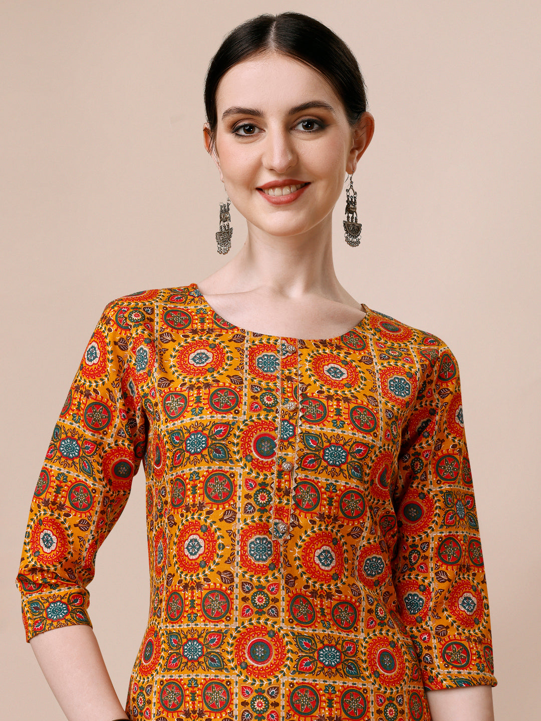 Cotton Printed Kurta With Pant & Dupatta Set, Multicolor - Hiral Fashion - Distacart