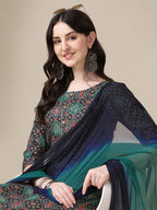 Printed Kurta With Pant & Dupatta Set, Multicolor - Hiral Fashion - Distacart