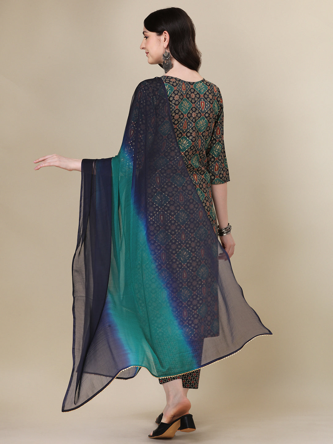 Printed Kurta With Pant & Dupatta Set, Multicolor - Hiral Fashion - Distacart